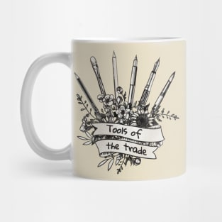 Tools of trade for artist, drawing, painting, writer and poet Mug